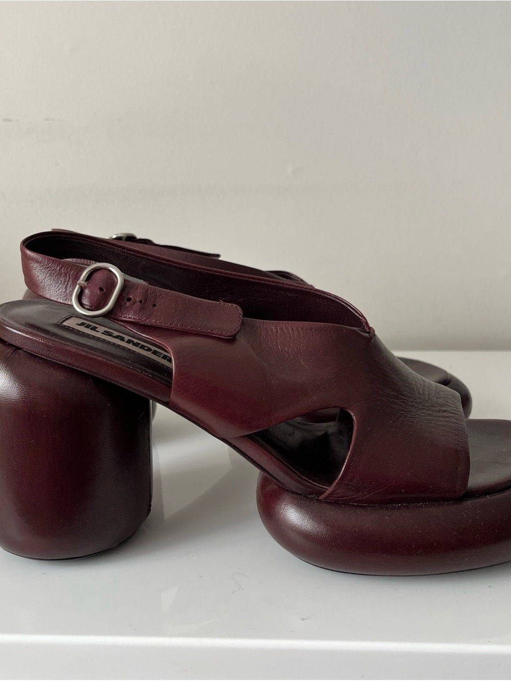 Jil Sander Burgundy Leather Platform Slingback Sandals – EU 40 – Made in Italy - Picture 5 of 7